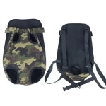 Camouflage pet backpack carrier front and back views