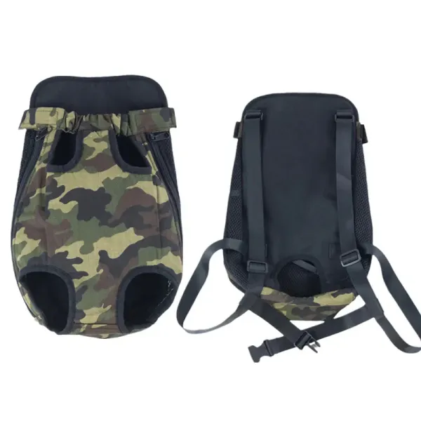image 1 Camouflage pet backpack carrier front and back views