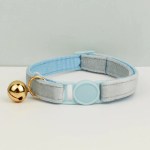 image 1 Light blue cat collar with gold bell
