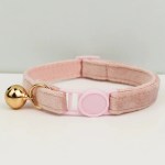 Soft pink cat collar with gold bell