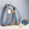 image 1 Denim dog harness and leash set