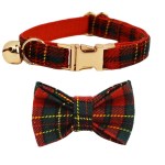 Red tartan cat collar and matching bow tie
