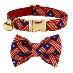 American flag patterned dog collar and bow tie