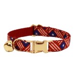 Red Australian flag pet collar with gold bell