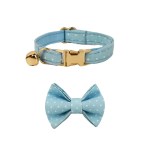 image 1 Light blue polka dot pet collar and bow