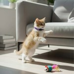 image 2 Ginger kitten reaching up beside sofa