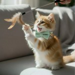 image 2 Ginger kitten with bow tie playing with feather toy