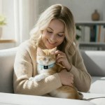 image 2 Woman cuddling ginger kitten on sofa