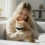 image 2 Woman cuddling ginger kitten on sofa
