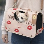 image 2 Chihuahua in beige love-print pet carrier bag