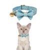 Blue polka dot cat collar with bow