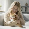 image 2 Woman cuddling ginger kitten on sofa