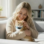 image 3 Woman cuddling ginger cat on sofa