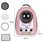 Pink cat-themed pet carrier backpack with bubble window