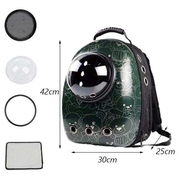 image 3 Green pet carrier backpack with bubble window