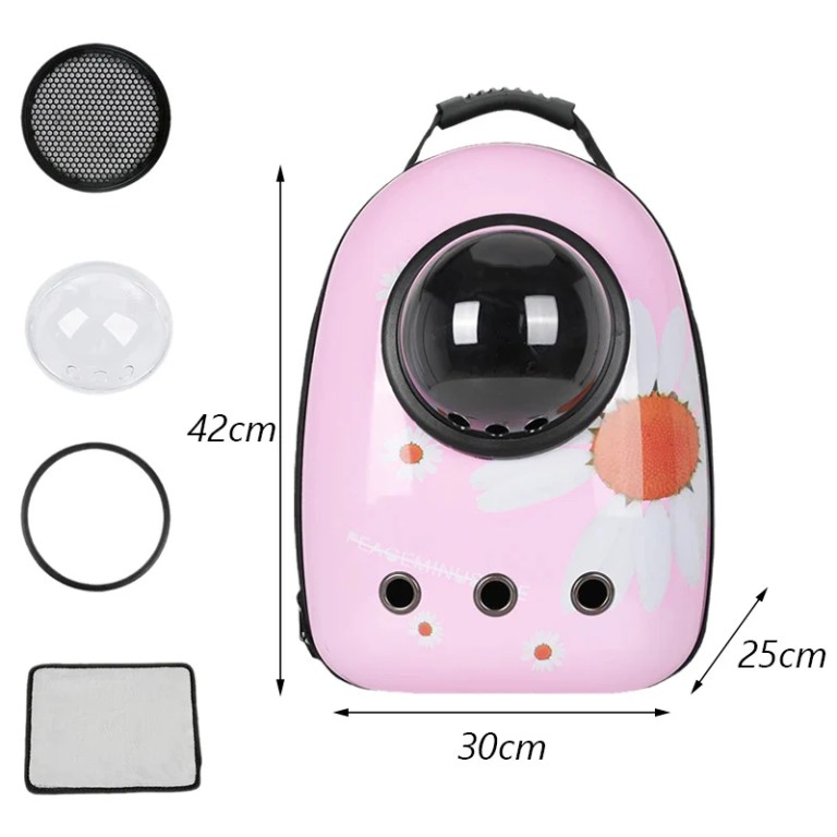 image 3 Pink pet carrier backpack with bubble window