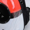 Close-up of red pet carrier backpack