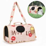 image 3 Pink pet carrier with lip prints and strap
