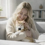 image 3 Woman cuddling ginger cat on sofa