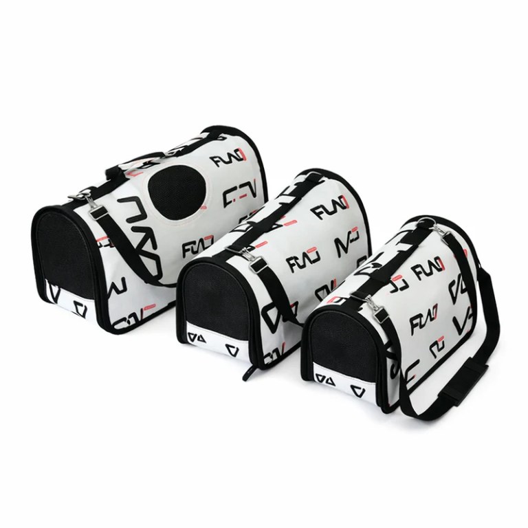 image 4 Three white patterned pet carrier bags