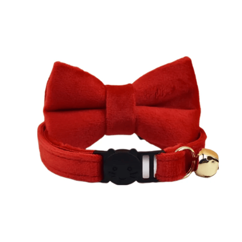 image 4 Red cat collar with bow and bell