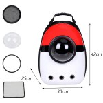 Red and white pet carrier backpack with bubble window