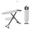 Grey patterned ironing board with black metal frame