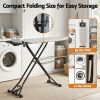 Compact folding ironing board in modern laundry