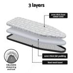 artiss foldable ironing board with iron rest ironing board for laundry room arrow Three-layer ironing board cover with foam and mesh