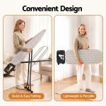 artiss foldable ironing board with iron rest ironing board for laundry room arrow Woman folding and carrying lightweight ironing board