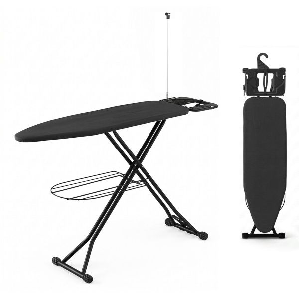 artiss foldable ironing board with iron rest ironing board for laundry room Black ironing board with metal frame and stand