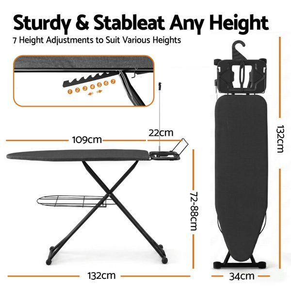 artiss foldable ironing board with iron rest ironing board for laundry room Adjustable ironing board with seven height settings