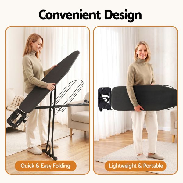 artiss foldable ironing board with iron rest ironing board for laundry room Woman folding lightweight portable ironing board indoors