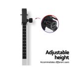 Adjustable height pole with measurement markings and knob