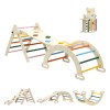 Wooden children’s climbing frame with colourful rungs