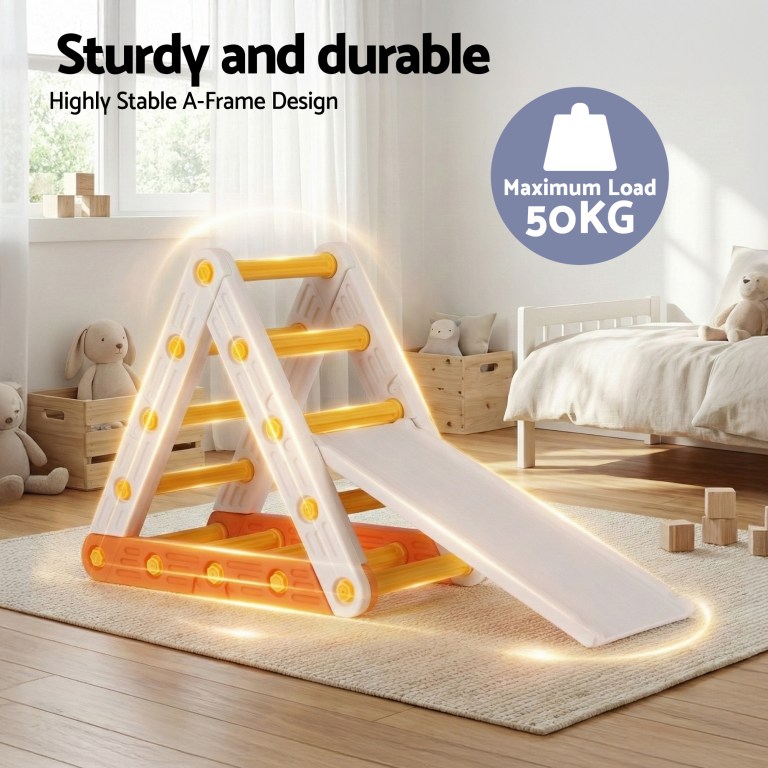 Sturdy kids slide with A-frame design indoors