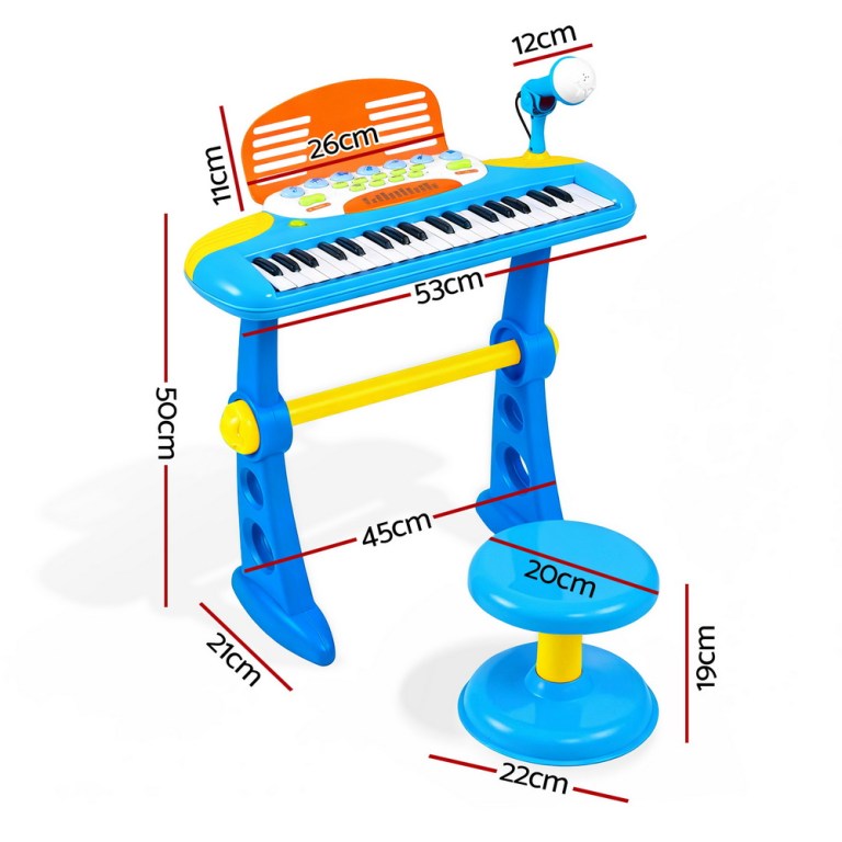 Children's toy keyboard with stand and stool
