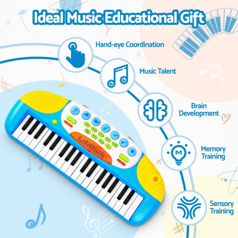 Colourful children's educational toy keyboard with learning benefits