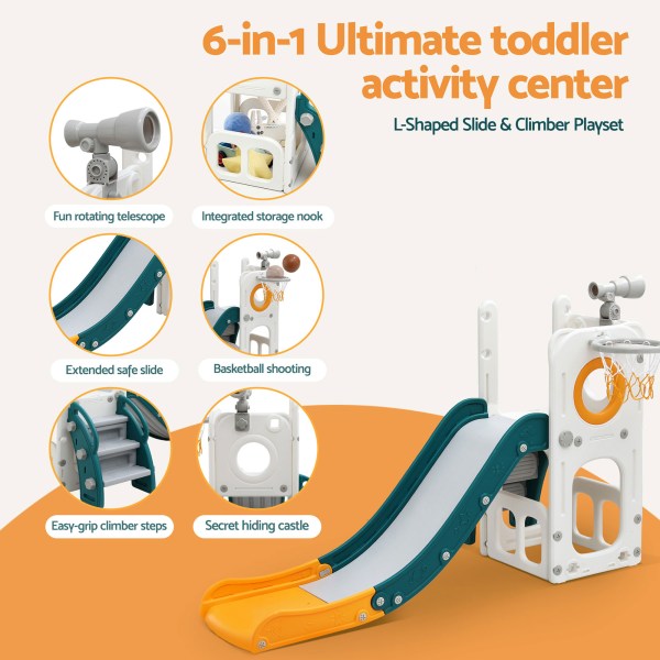 6-in-1 toddler slide and climber playset