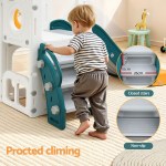 Toddler climbing small indoor plastic slide ladder