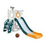 Children's indoor slide with basketball hoop and ball