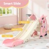Pink children’s indoor slide with safety zones