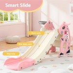 Pink children’s indoor slide with safety zones
