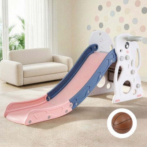 Pastel toddler slide in bright living room