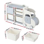 keezi toy storage organizer with 4 storage bins and cabinet, bookcase kids toys box, toy storage for kids room, playroom, bedroom, nursery, car shaped Kids car-shaped toy storage organiser with dimensions