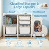 Children’s multi-tier storage cabinet with drawers and bins