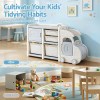 Before and after kids playroom organisation