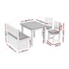 Children’s table, chairs and bench with dimensions