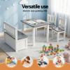 Children’s table and chairs in bright playroom