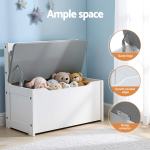 White toy storage chest with soft-close lid